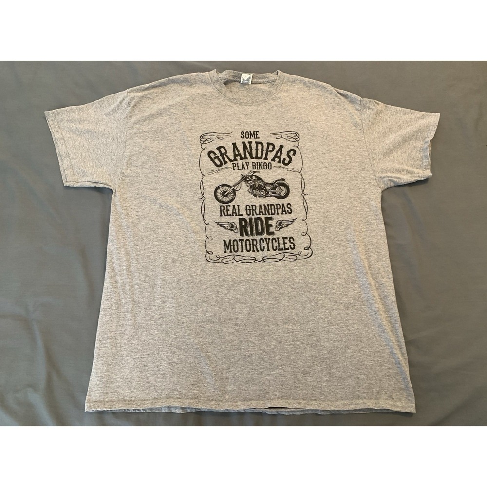 Some Grandpas Play Bingo‎ Real Grandpas Ride Motorcycles Tee Shirt Men's XL Gray - Picture 2 of 8
